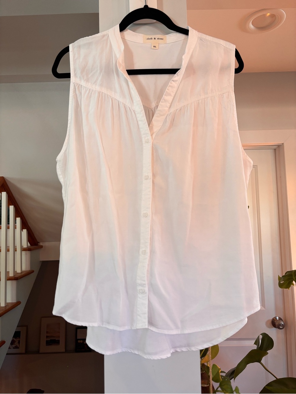 Anthropologie Cloth & Stone Sleeveless Button-Front White Blouse - Size XL